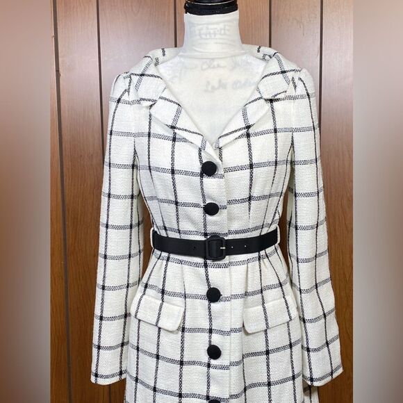 Self-Portrait Checkered Belted Minidress size 6 - Picture 5 of 13